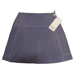 MATE THE LABEL WOMEN'S ORGANIC COTTON TENNIS SKORT W/POCKETS MARINE BLUE XS